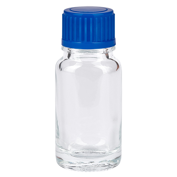 Flacon de 10ml 11mm SV bleu STD ClearLine UT18/10 Flacon en verre transparent de 10 ml avec bouchon à vis bleu ClearLine UT18/10 destiné aux applications pharmaceutiques