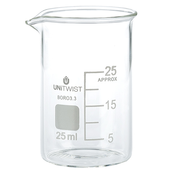 Bécher 25ml borosilicate, forme basse UNiTWIST Bécher 25ml borosilicate, forme basse UNiTWIST