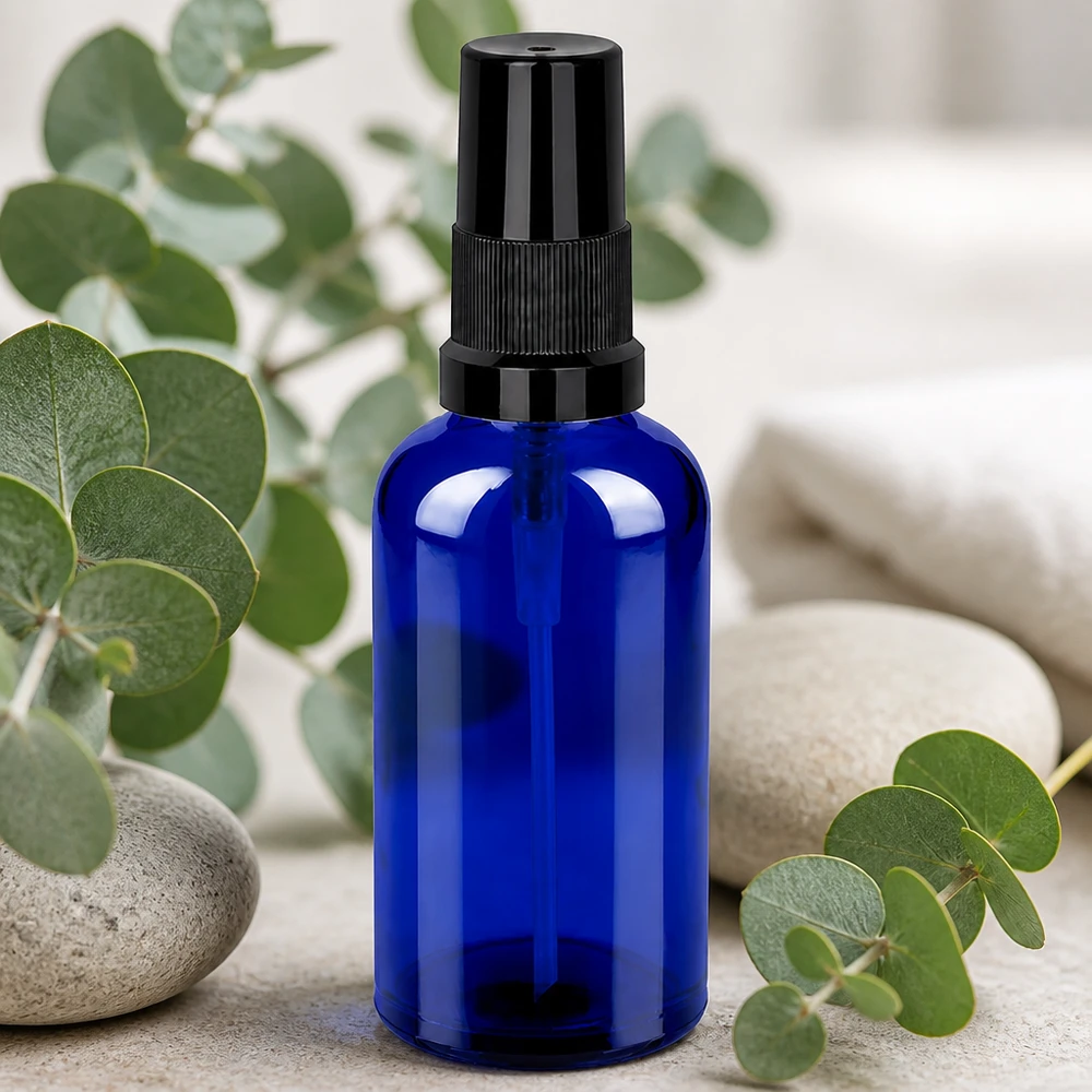 Vaporisateur 50ml noir STD BlueLine UT18/50 Vaporisateur polyvalent de 50 ml bleu noir pour les sprays d'ambiance les lotions toniques et les produits de soin