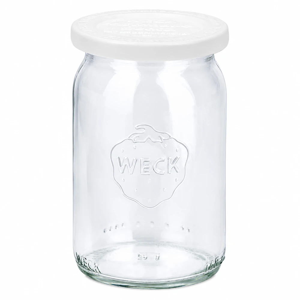 WECK Pot cylindrique 145ml avec couvercle fraîcheur blanc RR40 Pot de conservation vide transparent