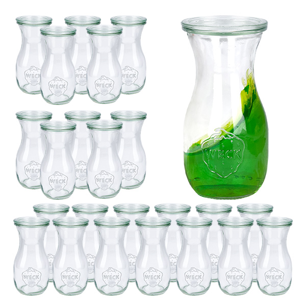 Set de 24 pots Weck 290ml bouteille de jus avec 24 couvercles en verre Set de 24 pots Weck 290ml bouteille de jus avec 24 couvercles en verre