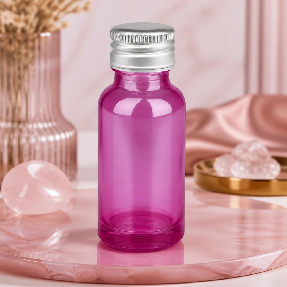 Elégant flacon en verre 20ml Purple Light avec bouchon en aluminium de 11mm de précision