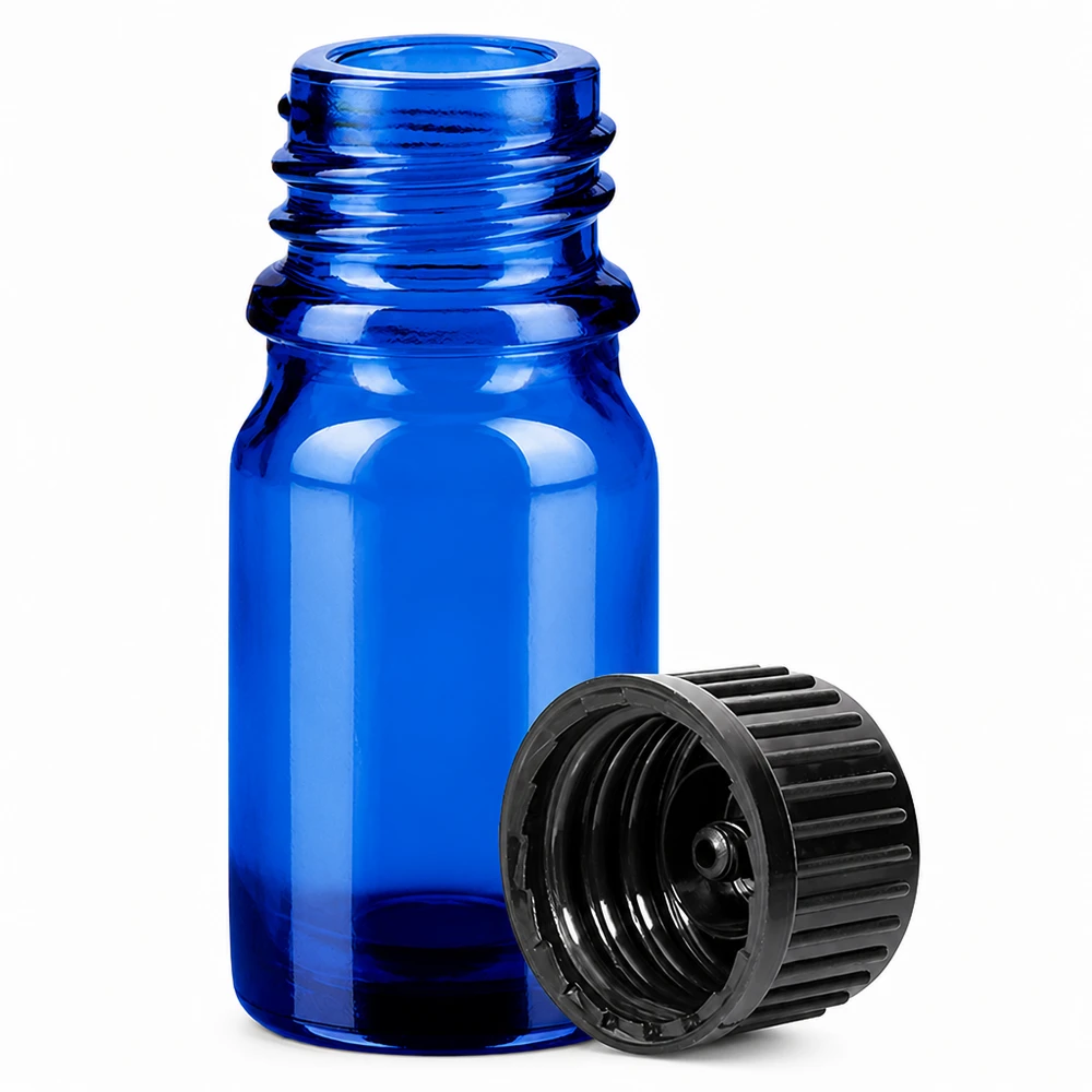 Flacon 5ml 11mm SV noir STD BlueLine UT18/5 Bouteille en verre de 5 ml de haute qualité avec couvercle noir rainuré pour une ouverture facile