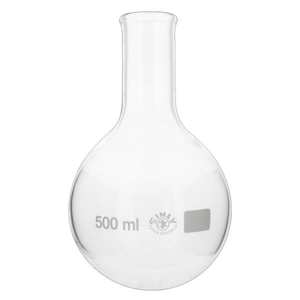 Ballon à fond plat 500ml col étroit borosilicate avec bord arrondi