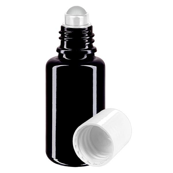 Flacon de pharmacie violet 20ml roll-on bouchon blanc