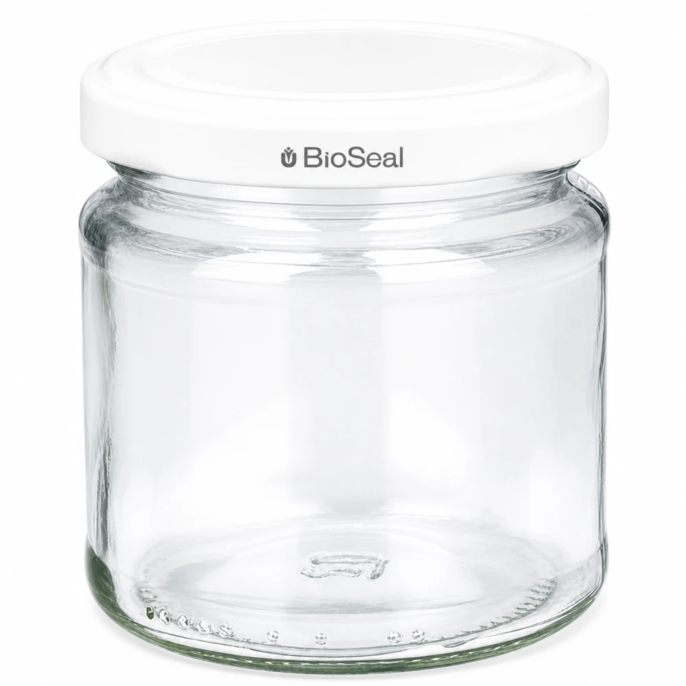 212ml Verre rond avec couvercle BioSeal blanc UNiTWIST UNiTWIST Runda212 Récipient en verre avec couvercle à vis blanc TO66 BioSeal pour la conservation des aliments