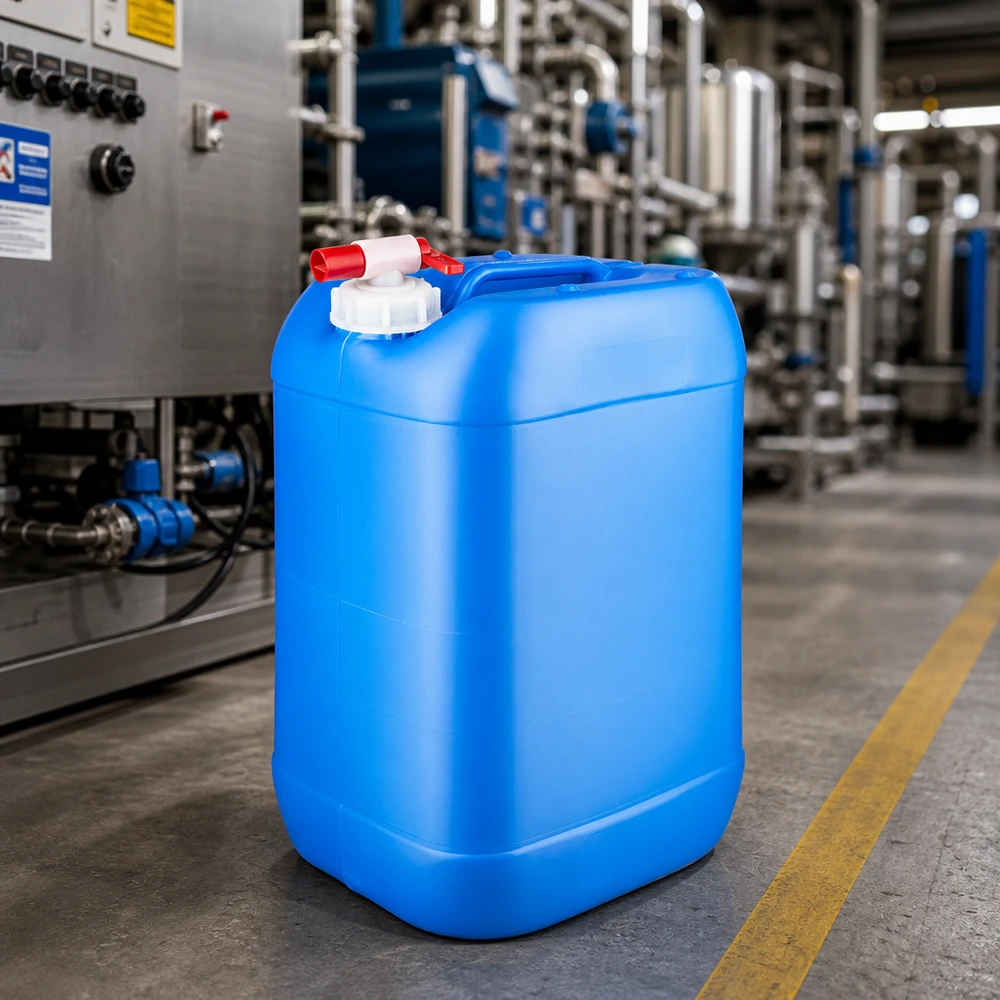 Réservoir de liquide portable de 25 litres avec vanne de vidange, destiné à un environnement de production industrielle