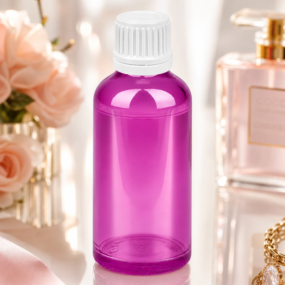 Flacon 50ml bouchon à vis 11mm blanc Originalité Bouchon à vis PurpleLine UT18/50 Flacon PurpleLine de 50 ml avec protection UV et bouchon sûr pour les substances sensibles à la lumière