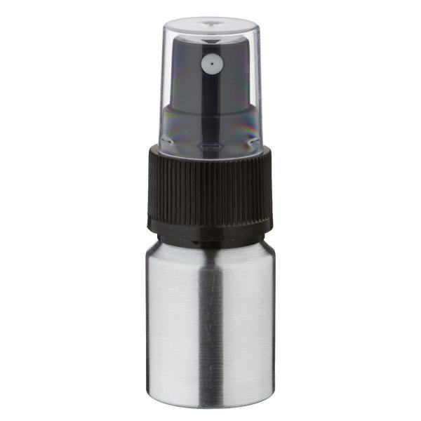 Bouteille en aluminium poncé 10 ml, avec vaporisateur à pompe noir