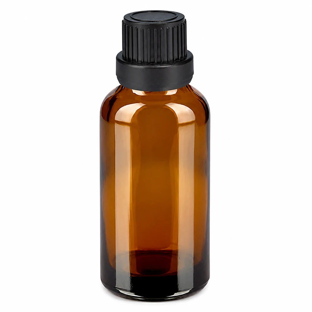 Flacon 30ml 11mm SV noir OV BrownLine UT18/30 Flacon de 30 ml de haute qualité en verre brun avec bouchon noir mat