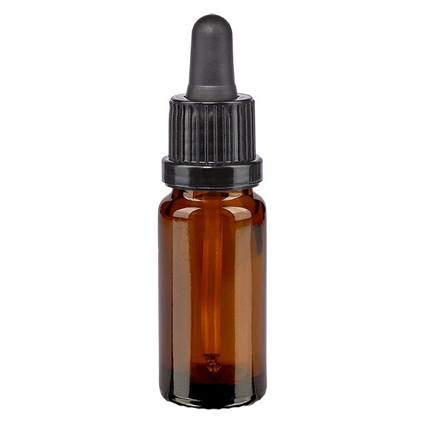 Bouteille de pharmacie marron 10ml Pipette noir/noir OV