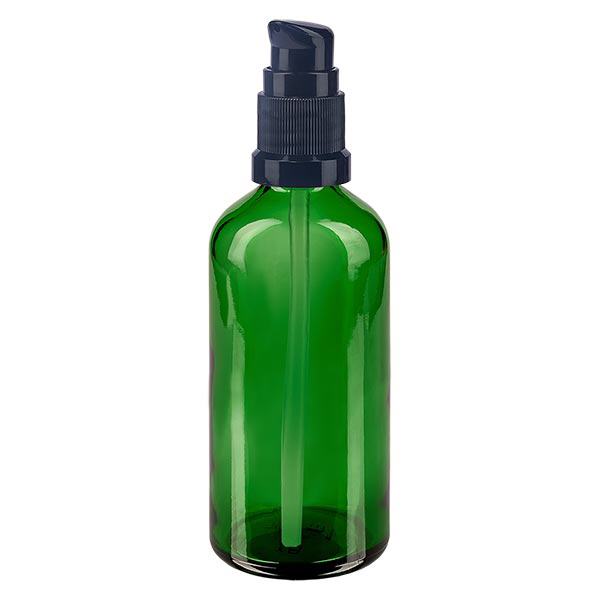 Flacon à pharmacie vert 100ml bouchon pompe noir standard