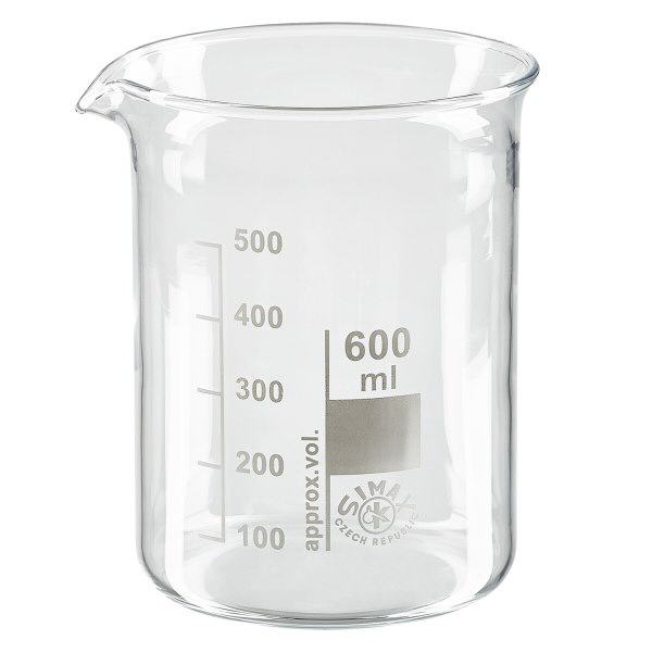 Bécher 600ml en verre borosilicate résistant à la chaleur (forme basse)