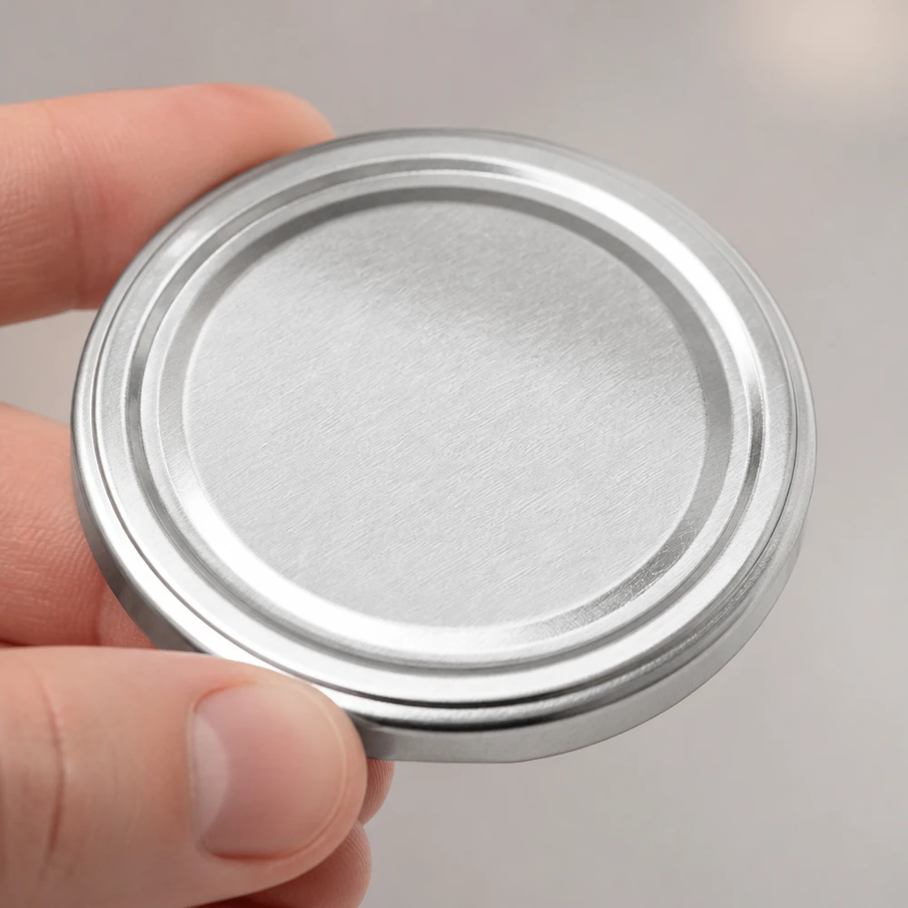 Couvercle BasicSeal TO100 argent mat, face inférieure avec double rebord, préhension manuelle