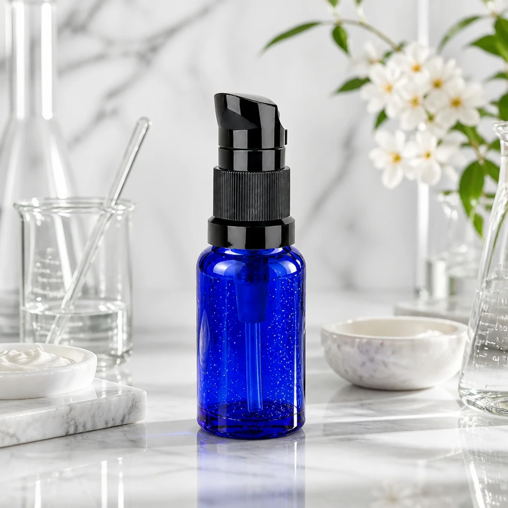 10ml flacon pompe noir STD BlueLine UT18/10 Flacon pompe compact 10ml STD BlueLine UT18/10 parfait pour le bricolage cosmétique et la cosmétique naturelle