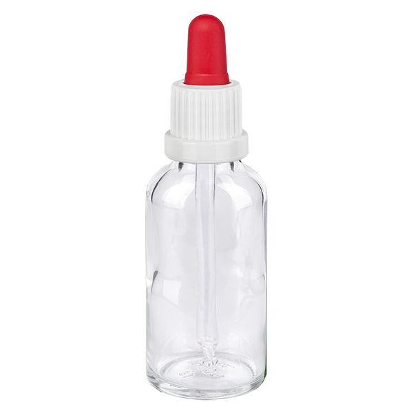 Flacon à pipette 30ml blanc/rouge OV ClearL. UT18/30