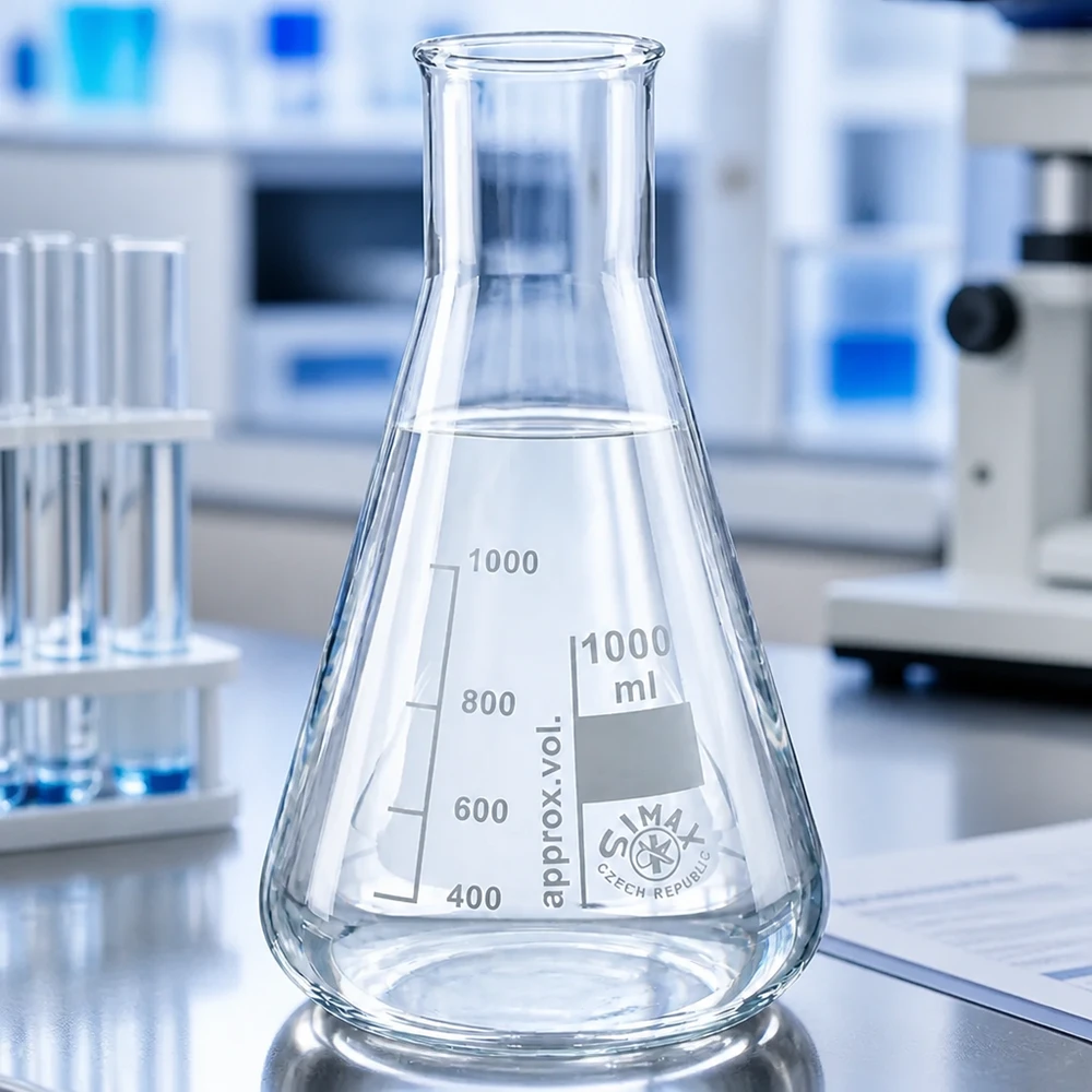 Erlenmeyer 100ml col large, verre borosilicate Fiole erlenmeyer de 100 ml résistante à la chaleur avec large ouverture pour des applications de laboratoire sûres