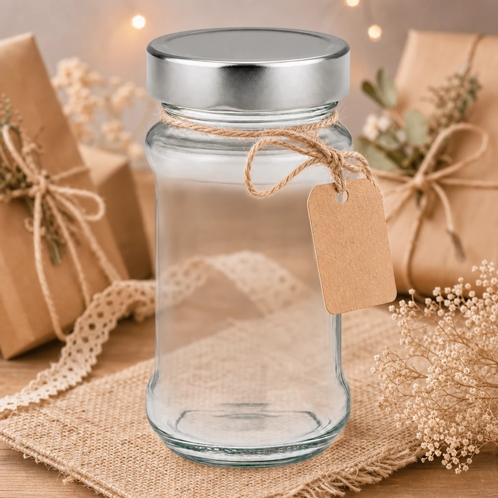 390ml Verre rond avec couvercle BasicSeal argent UNiTWIST