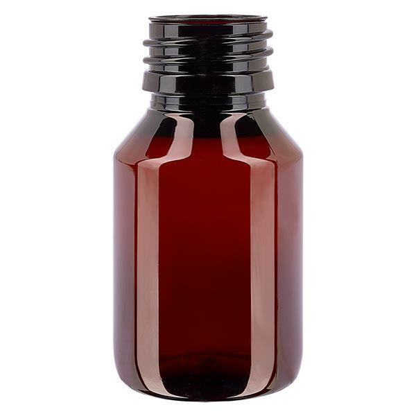 Flacon médical en PET 60 ml ambré, PP28 sans bouchon Flacon médical en PET 60 ml ambré, PP28 sans bouchon