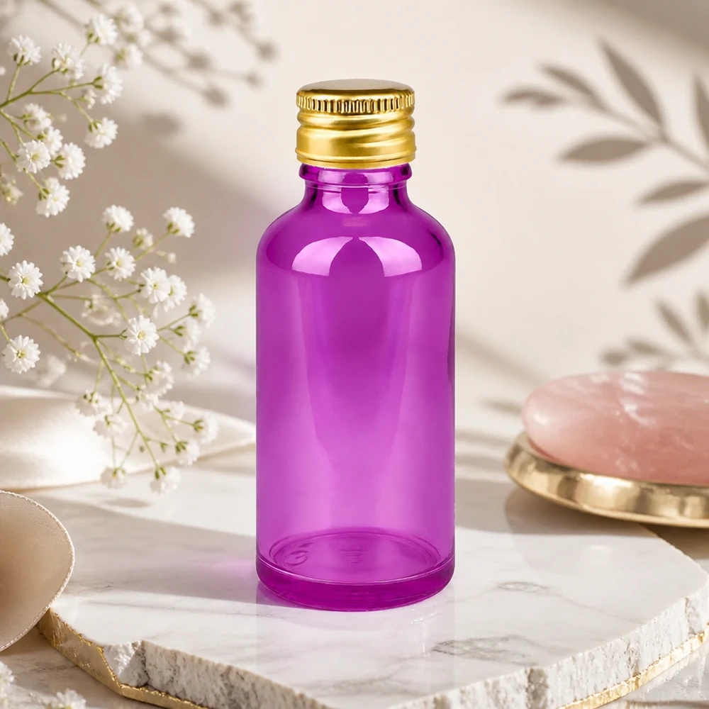 Flacon violet de 50 ml protégeant de la lumière avec bouchon en aluminium résistant à la corrosion pour un stockage à long terme