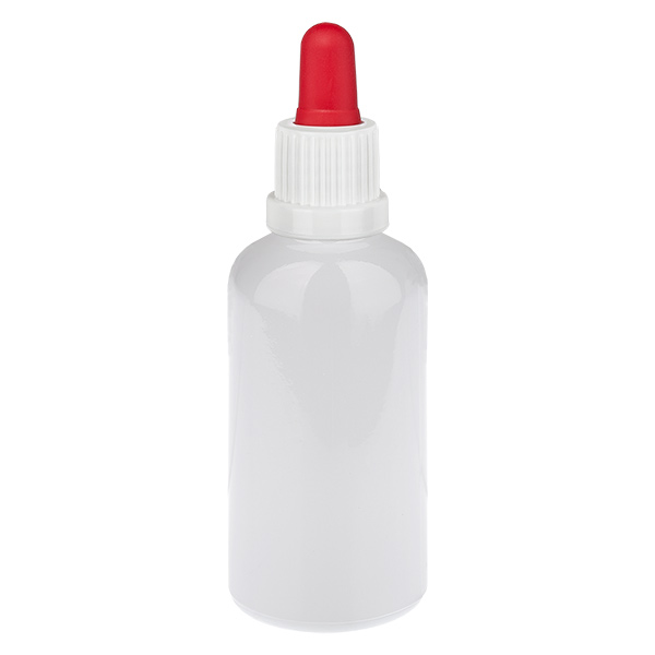 Flacon pipette de 50 ml blanc/rouge avec bouchon inviolable WhiteLine UT18/50 Flacon pipette de 50 ml blanc/rouge avec bouchon inviolable WhiteLine UT18/50