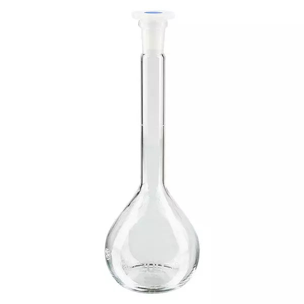 Ballon gradué 200 ml au rodage normalisé 14/23, en verre borosilicate avec bouchon en PEHD