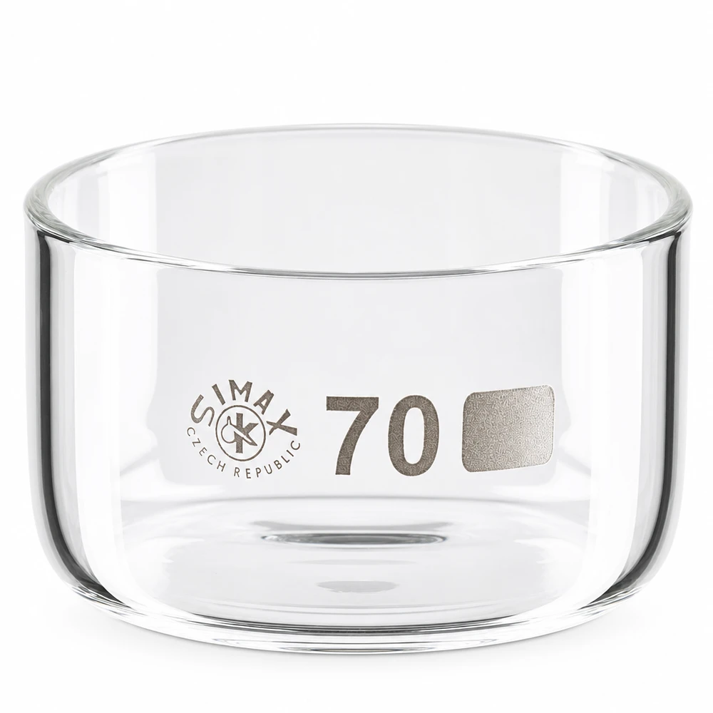 Coupelle de cristallisation 100 ml sans bec verseur Coupelle de cristallisation de laboratoire transparente, 100 ml, verre borosilicaté, forme plate, diamètre 70 mm