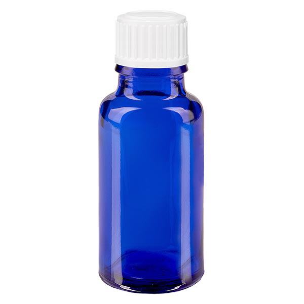 Flacon à pharmacie bleu 20ml bouchon à vis blanc Globuli Standard