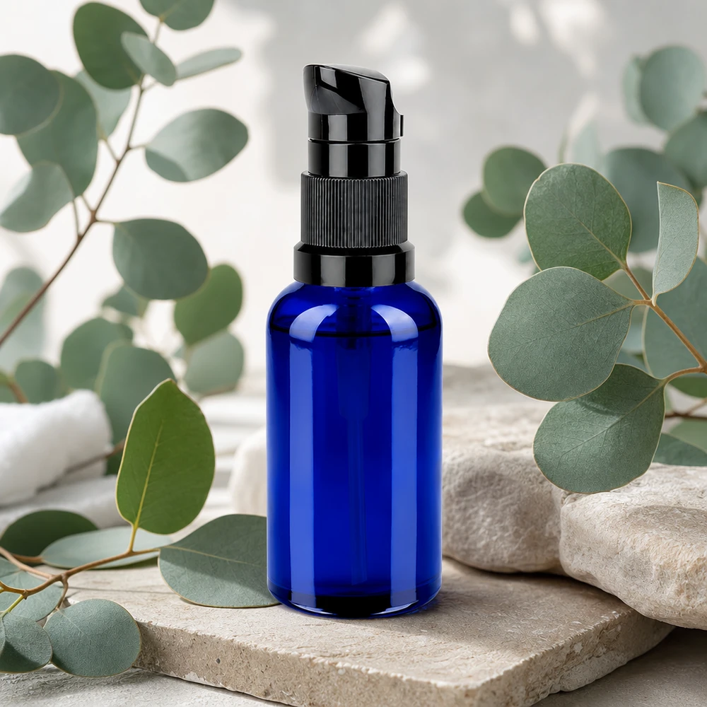 50ml flacon pompe noir STD BlueLine UT18/50 Flacon pompe 50ml STD BlueLine UT18/50 avec distributeur hygiénique pour un prélèvement stérile du produit