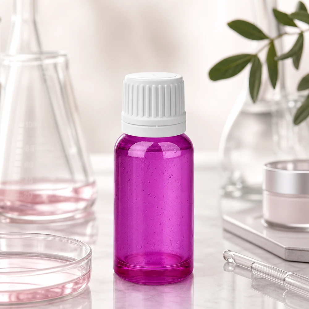 Flacon 20ml bouchon à vis 11mm blanc Originalité Bouchon à vis PurpleLine UT18/20 Flacon pratique en verre violet de 20 ml avec design anti-gouttes pour les cosmétiques et les mélanges DIY