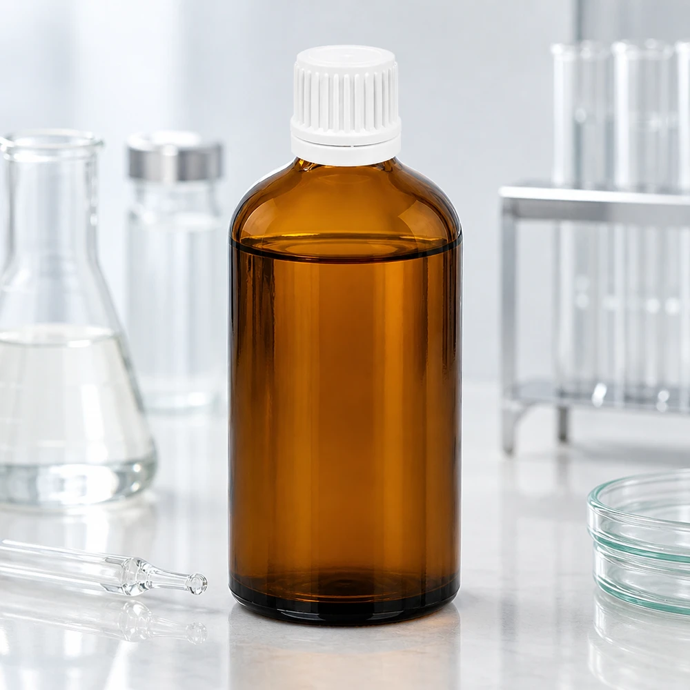 Flacon 100ml 11mm SV blanc OV BrownLine UT18/100 Bouteille fine en verre brun de 100 ml avec un filetage précis pour un dosage exact