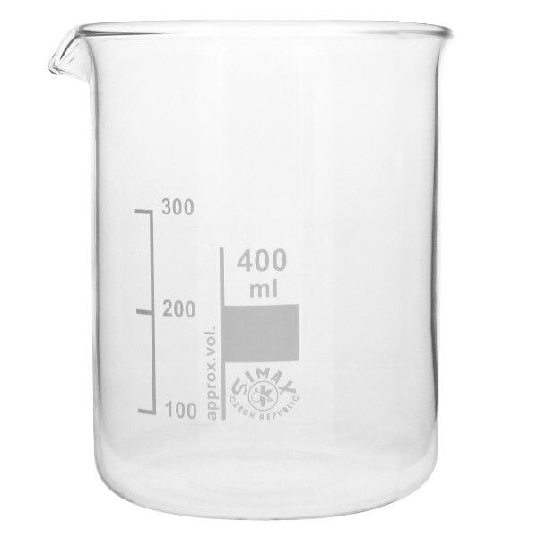 Bécher 400ml en verre borosilicate résistant à la chaleur (forme basse)