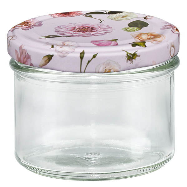 Pot en verre de 225 ml + couvercle BasicSeal rose UN...