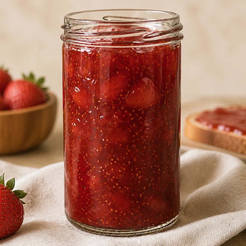 UNiTWIST Sturz277 Pot renversé 277ml TO66 rempli de confiture de fraise, pot de conservation pour confiture et pâte à tartiner