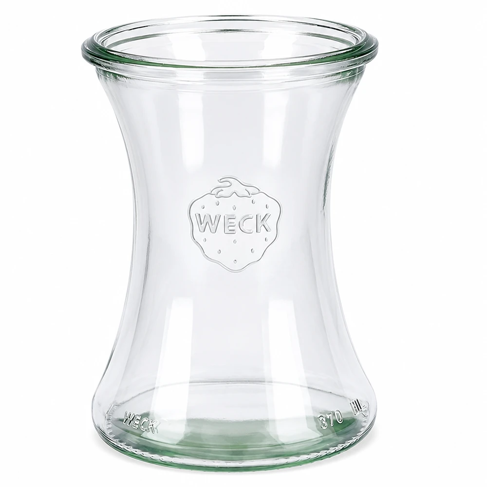 Bocal WECK RR80 de 370 ml WECK Pot à délicatesse 370ml RR80 en verre transparent avec logo et indication de volume gravés en relief