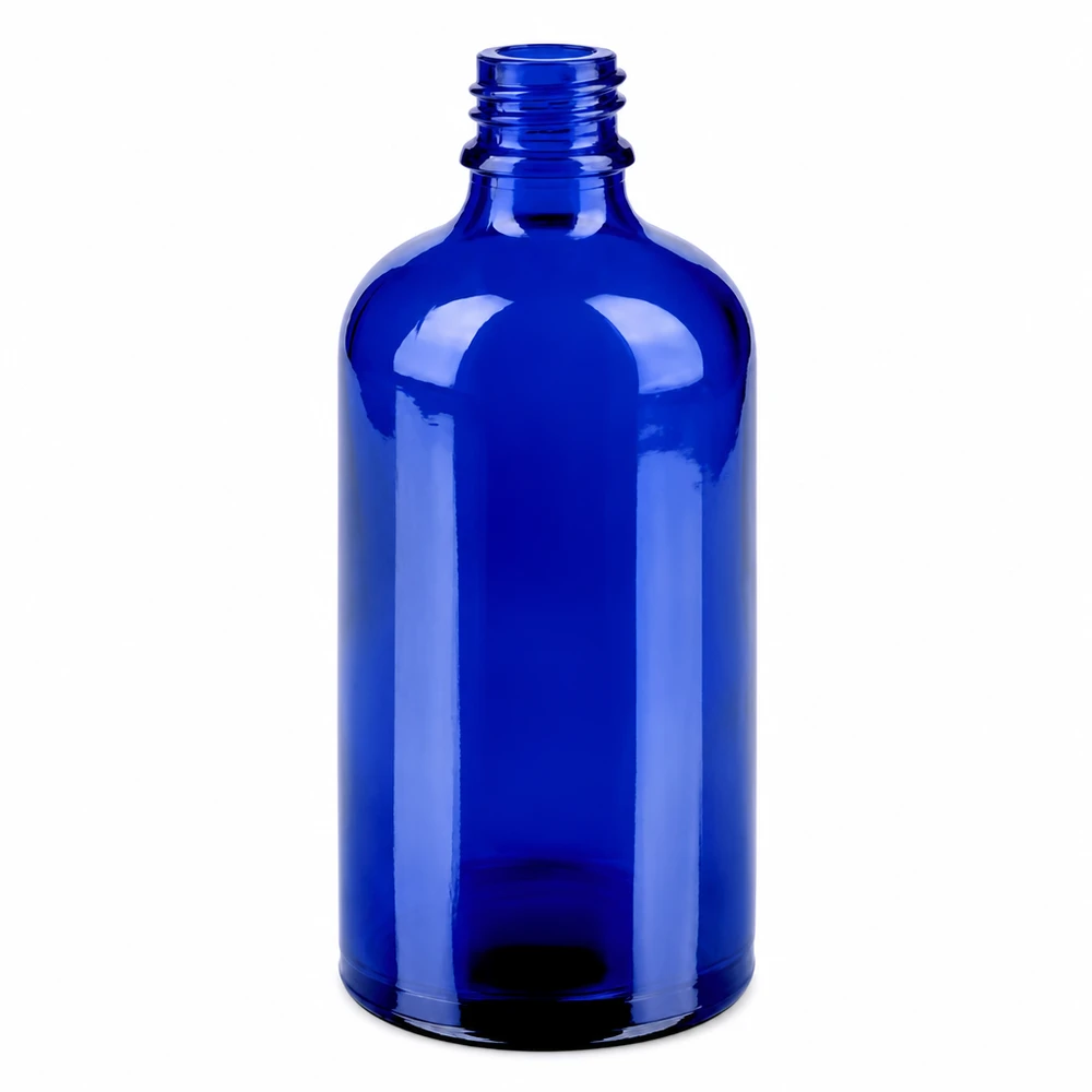 100ml flacon vaporisateur nasal blanc/tr. STD BlueLine UT18/100 Flacon en verre bleu 100ml avec filetage pour spray nasal série BlueLine