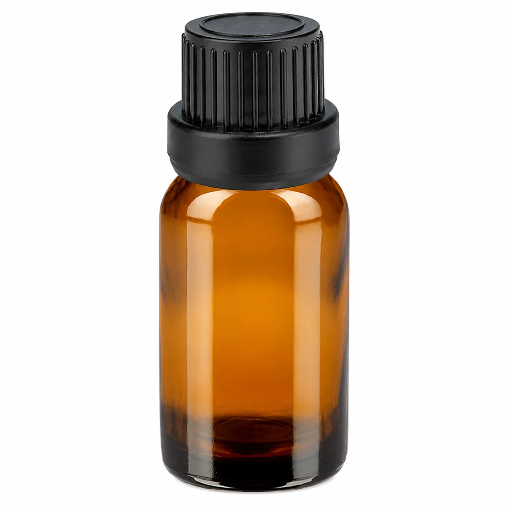 Flacon 10ml 11mm SV noir OV BrownLine UT18/10 Flacon en verre brun de 10ml avec bouchon à vis noir pour huiles essentielles et cosmétiques