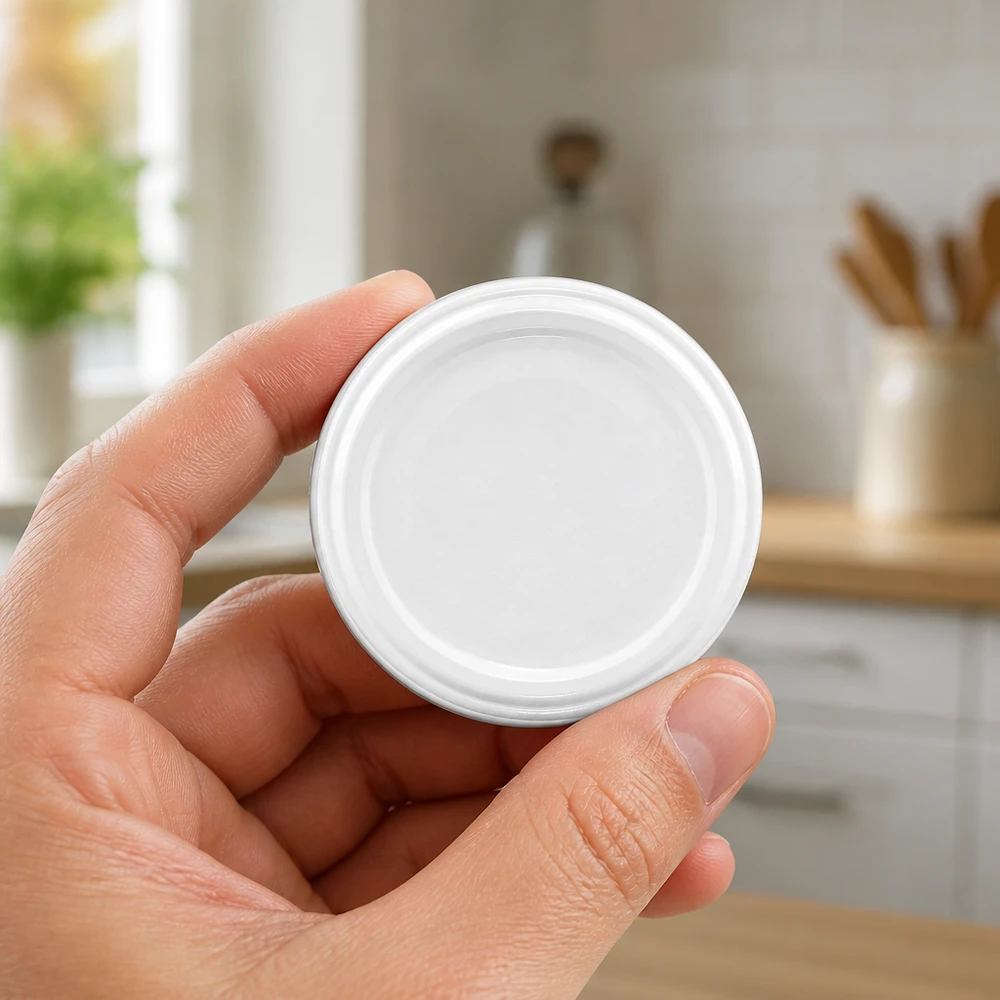 Couvercle à vis blanc TO66 UNiTWIST BioSeal résistant à la chaleur unitemp pour bocaux en verre