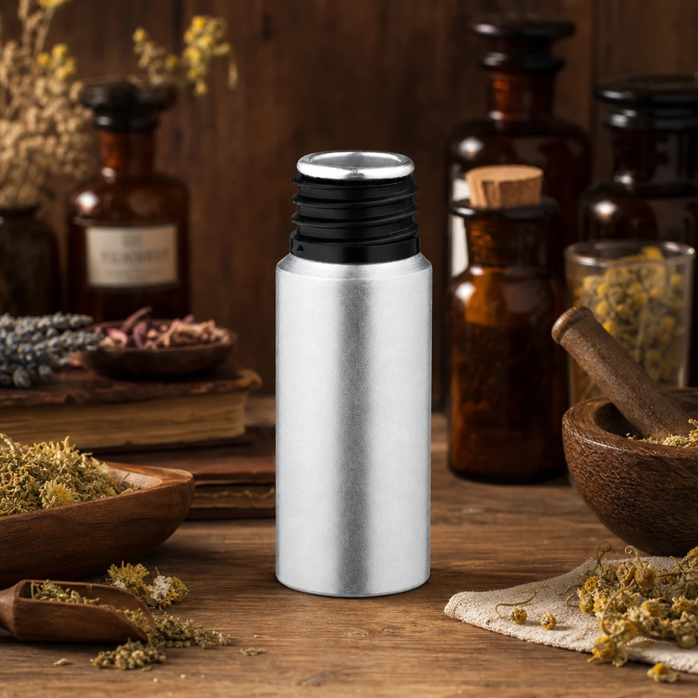 Bouteille en aluminium teinté 20 ml, sans bouchon Flacon pratique en aluminium de 20 ml avec finition décapée pour les mélanges d'aromathérapie