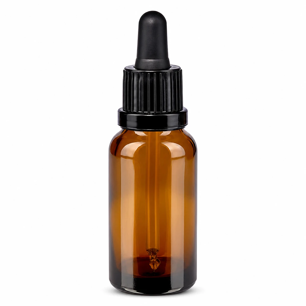 Flacon à pipette 20ml noir OV BrownLine UT18/20 Flacon de pharmacie 20ml brun protection UV avec pipette noire pour sérums et huiles