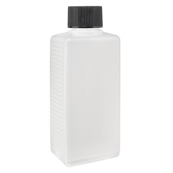 Flacon carré 250ml PE naturel, avec bouchon Flacon carré 250ml PE naturel, avec bouchon