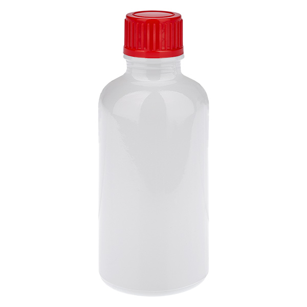 Flacon 50 ml, bouchon à vis 11 mm rouge, standard WhiteLine UT18/50 Flacon 50 ml, bouchon à vis 11 mm rouge, standard WhiteLine UT18/50