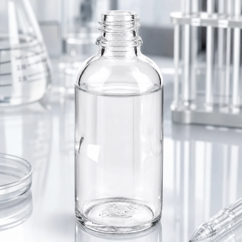 Flacon compte-gouttes 50 ml DIN18 - verre clair Petit flacon en verre de 50 ml ApoGlas de qualité pharmaceutique pour un dosage précis des liquides