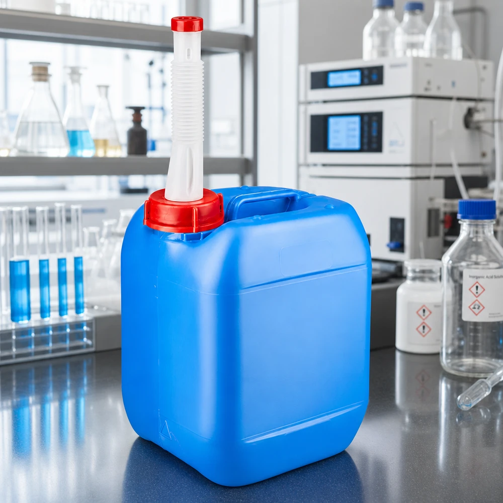 Bidon en PEHD de 5 litres avec bec verseur flexible et bouchon à vis à l'épreuve des enfants, de couleur rouge