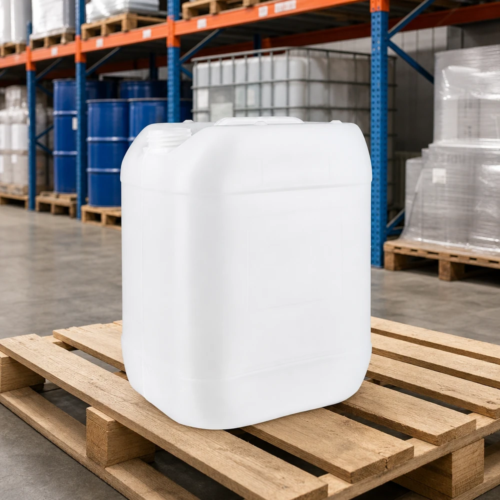 Bidon rectangulaire en plastique de 20 litres, sans bouchon, avec poignée ergonomique