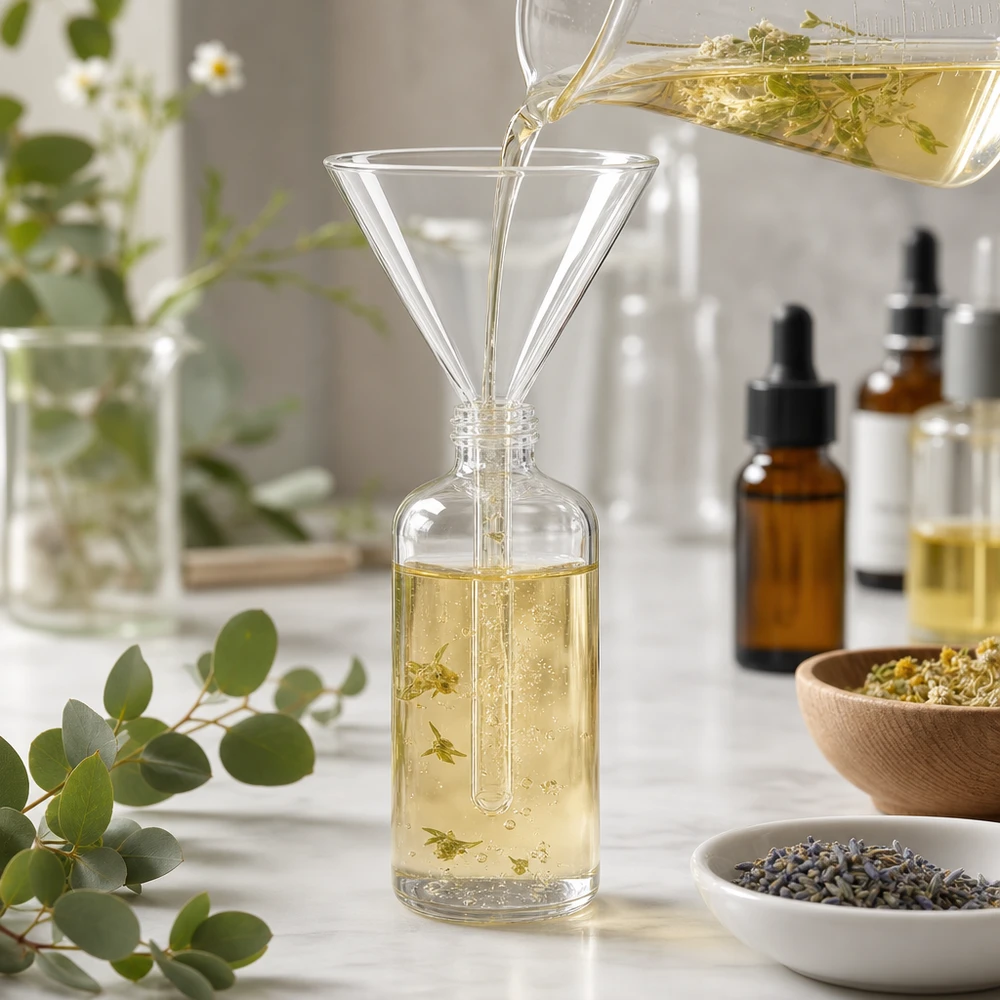 Entonnoir en verre précis 85mm pour le transvasement de liquides et de poudres en laboratoire