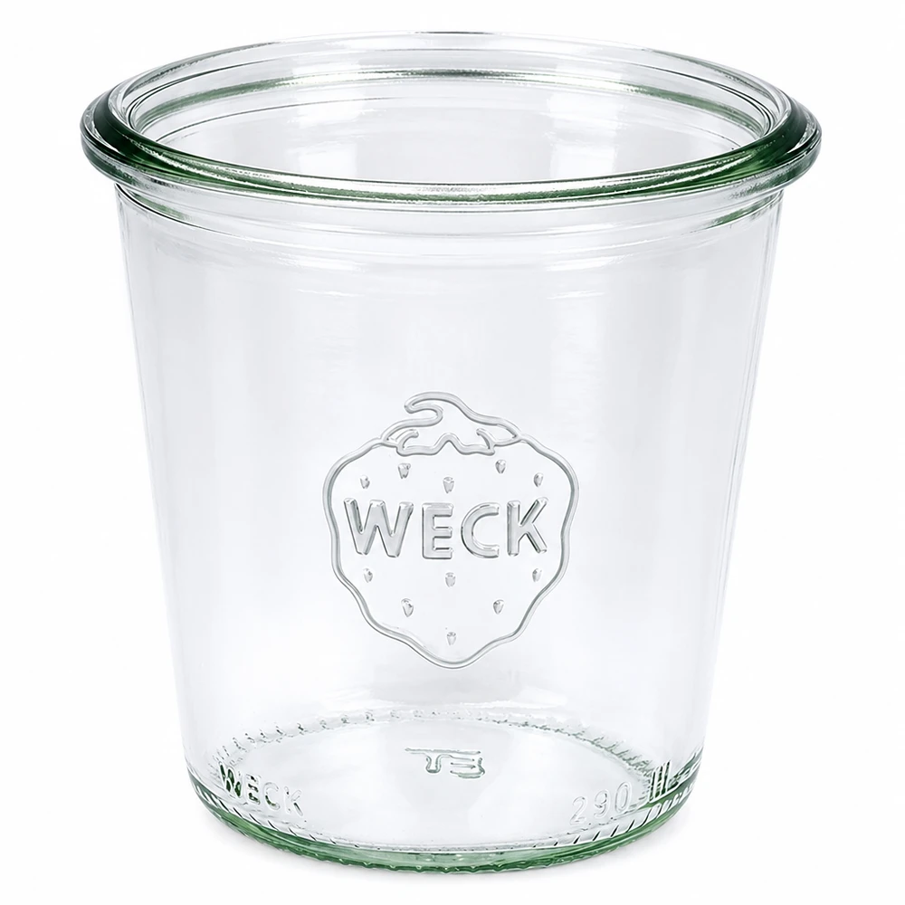 WECK Pot à couvercle 290ml RR80 haut transparent avec logo WECK pour la mise en conserve et la conservation