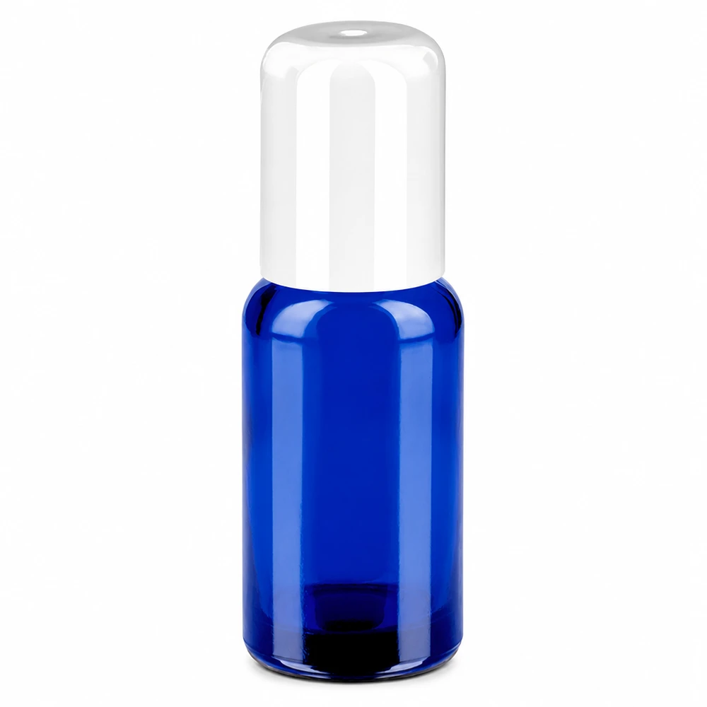 Flacon Roll-On 20ml blanc STD BlueLine UT18/20 Petit flacon roll-on bleu de 20 ml, idéal pour les voyages et les déplacements.