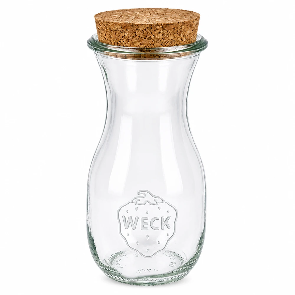WECK Bouteille de jus 290ml RR60 en verre avec bouchon en liège naturel bouchon transparent vide Bouteille en verre