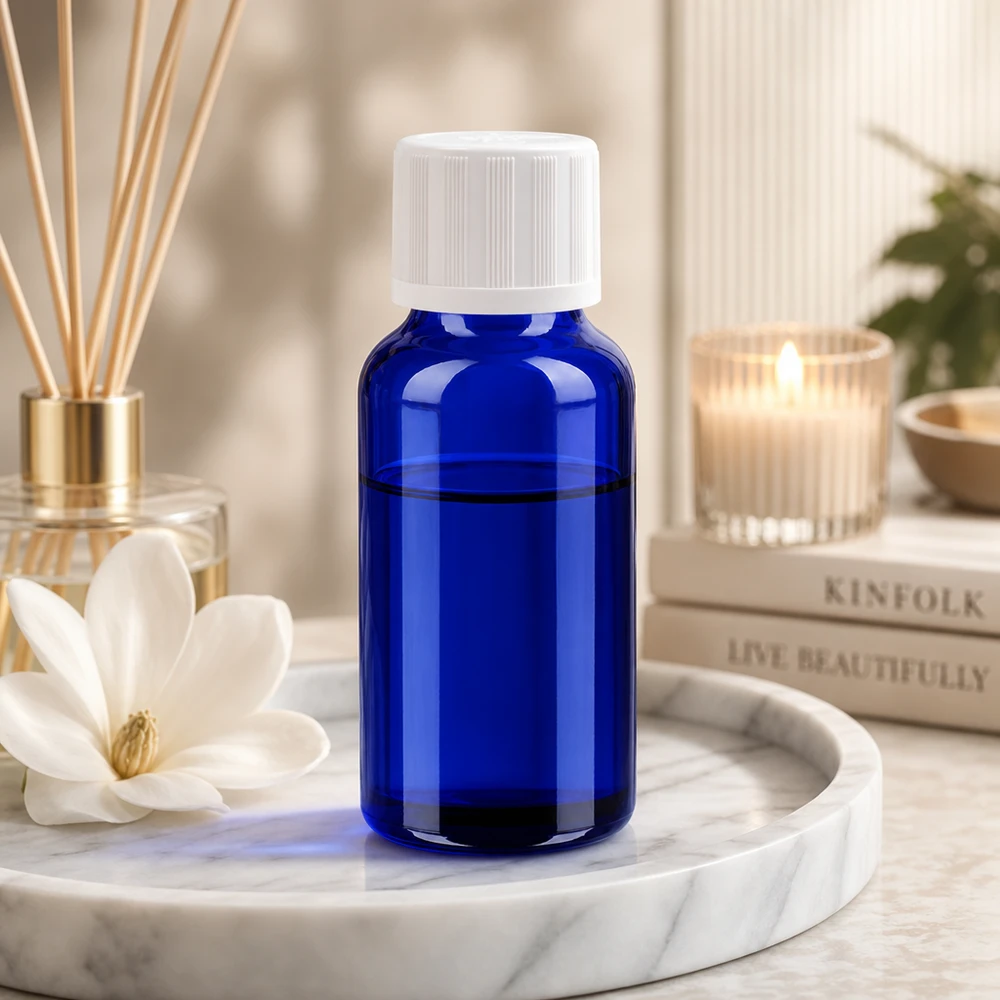 Flacon 20ml 11mm SV f. STD KiSi BlueLine UT18/20 Bouteille en verre décorative de 20 ml d'un bleu profond au design élégant pour les produits de beauté et de bien-être